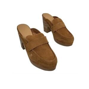 Splendid Vina Suede Toffee Platform Slide On Clogs Womens Size 10